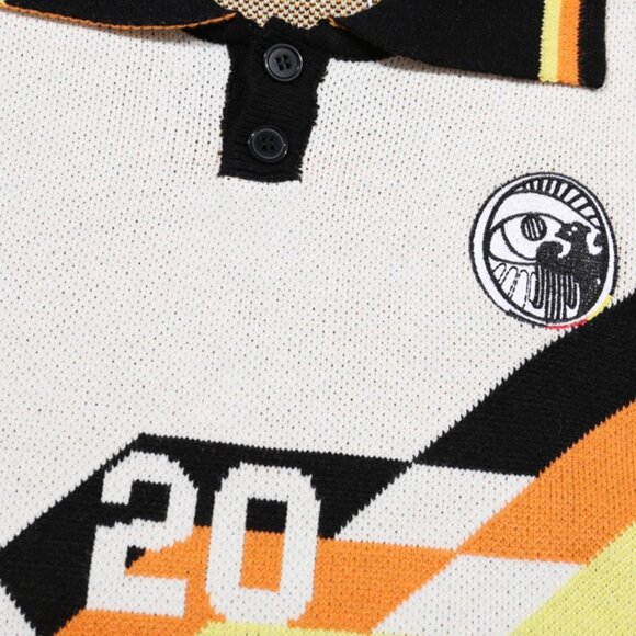 House of Errors Rectangular Line Eye Of Truth Multicolor Jacquard Polo Neck Swea - Picture 6 of 9